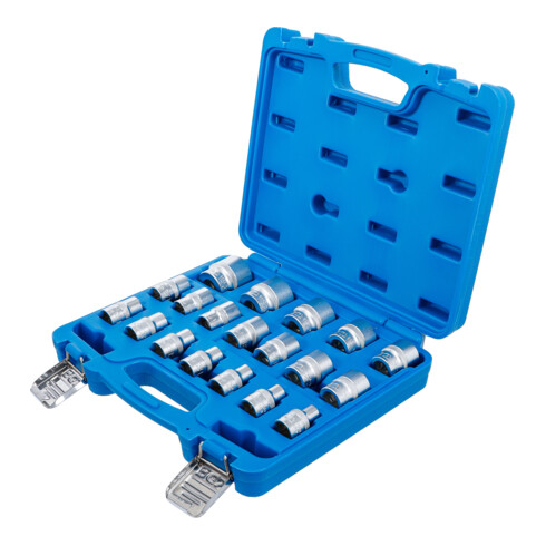 BGS Steckschlüssel-Einsatz-Satz, Sechskant, Antrieb Innenvierkant 12,5 mm (1/2"), SW 8 - 32 mm, 19-tlg.