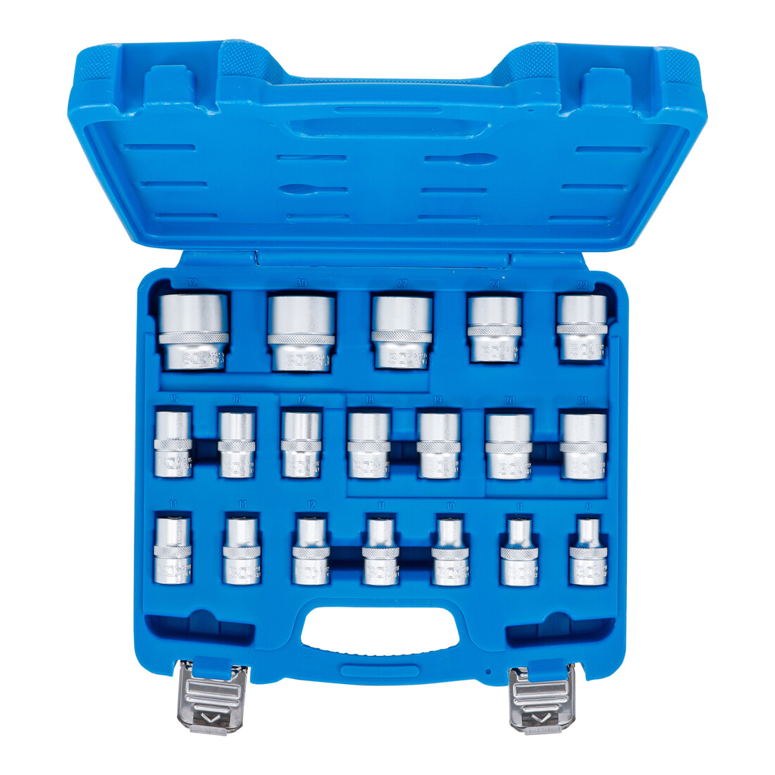 BGS Steckschlüssel-Einsatz-Satz, Sechskant, Antrieb Innenvierkant 12,5 mm (1/2"), SW 8 - 32 mm, 19-tlg.