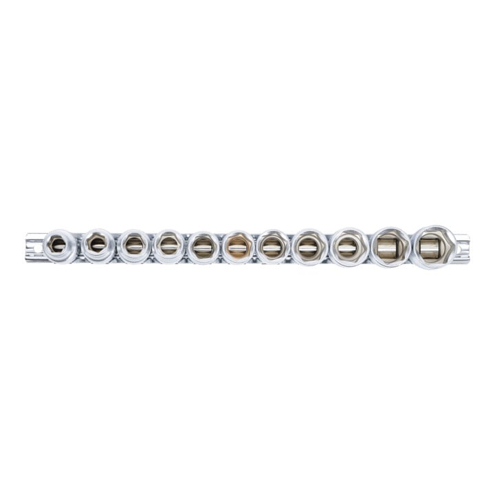 BGS Steckschlüssel-Einsatz-Satz, Sechskant Antrieb Innenvierkant 12,5 mm (1/2 Zoll) SW 10 - 21 mm 11 teilig