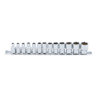 BGS Steckschlüssel-Einsatz-Satz, Sechskant Antrieb Innenvierkant 6,3 mm (1/4 Zoll) SW 4 - 14 mm 13 teilig