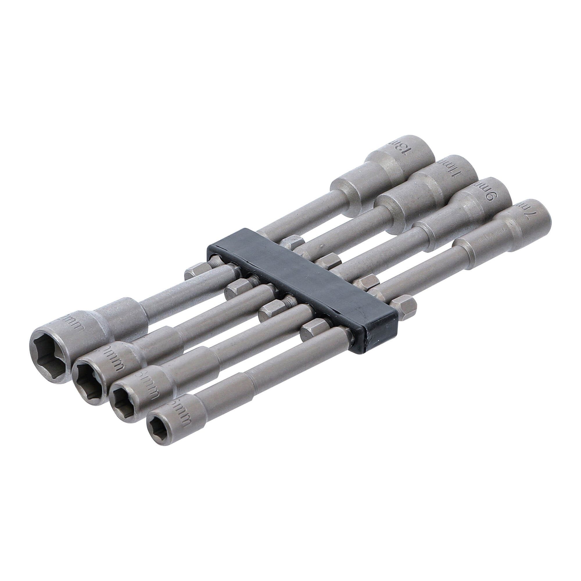 BGS Steckschlüssel-Einsatz-Satz Sechskant, extra lang Antrieb Außensechskant 6,3 mm (1/4 Zoll) für Bohrmaschinen SW 6 - 13 mm 8 teilig ; BGS technic