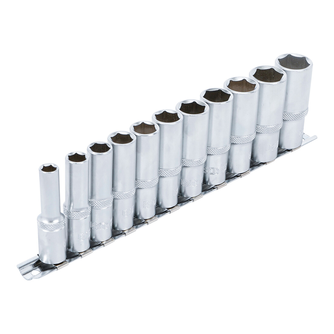 BGS Steckschlüssel-Einsatz-Satz Sechskant, tief Antrieb Innenvierkant 10 mm SW 8 - 19 mm 11-tlg.