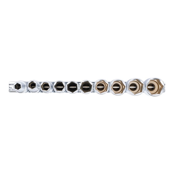 BGS Steckschlüssel-Einsatz-Satz Sechskant, tief Antrieb Innenvierkant 12,5 mm (1/2 Zoll) Zollgrößen 10 teilig