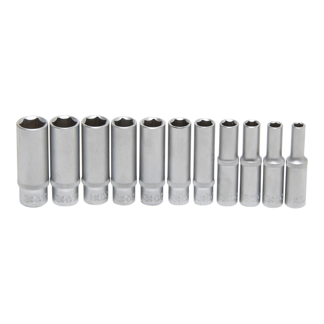 BGS Steckschlüssel-Einsatz-Satz Sechskant, tief Antrieb Innenvierkant 6,3 mm (1/4") Zollgrößen 11-tlg.