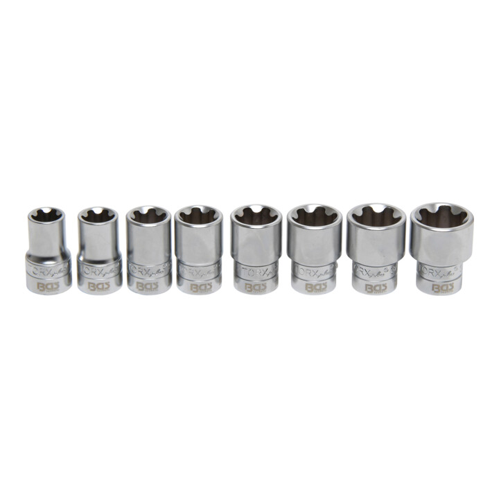BGS Steckschlüssel-Einsatz-Satz T-Profil Plus (für TX Plus) Antrieb Innenvierkant 12,5 mm (1/2 Zoll) SW 18EP - 32EP 8 teilig