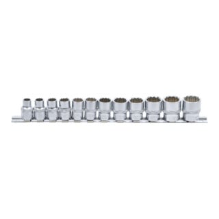 BGS Steckschlüssel-Einsatz-Satz, Zwölfkant Antrieb Innenvierkant 10 mm (3/8 Zoll) SW 8 - 19 mm 12 teilig