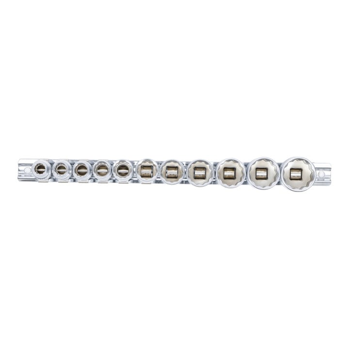 BGS Steckschlüssel-Einsatz-Satz, Zwölfkant Antrieb Innenvierkant 10 mm (3/8 Zoll) Zollgrößen 11 teilig