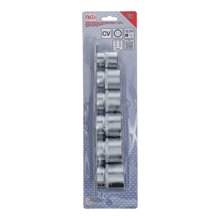 BGS Steckschlüssel-Einsatz-Satz, Zwölfkant Antrieb Innenvierkant 12,5 mm (1/2") SW 24 - 38 mm 6-tlg.