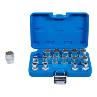 BGS Steckschlüssel-Einsatz-Satz Zwölfkant Antrieb Innenvierkant 12,5 mm SW 8 - 24 mm 16-tlg.