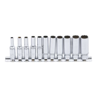 BGS Steckschlüssel-Einsatz-Satz Zwölfkant, tief Antrieb Innenvierkant 6,3 mm (1/4 Zoll) SW 4 - 13 mm, 11 teilig