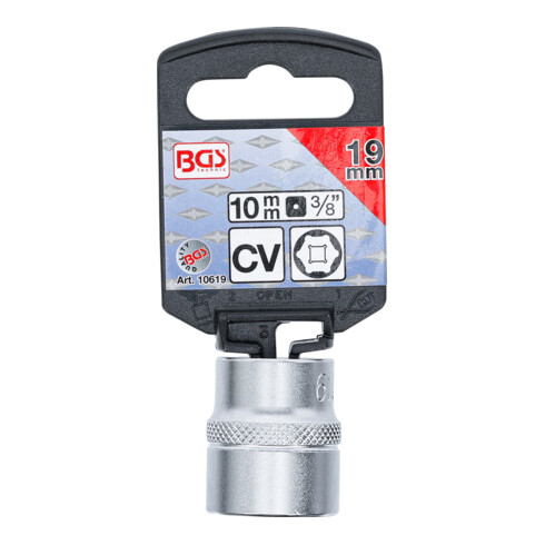 BGS Steckschlüssel-Einsatz Sechskant 10619, Antrieb Innenvierkant 10 mm (3/8"), SW 19 mm