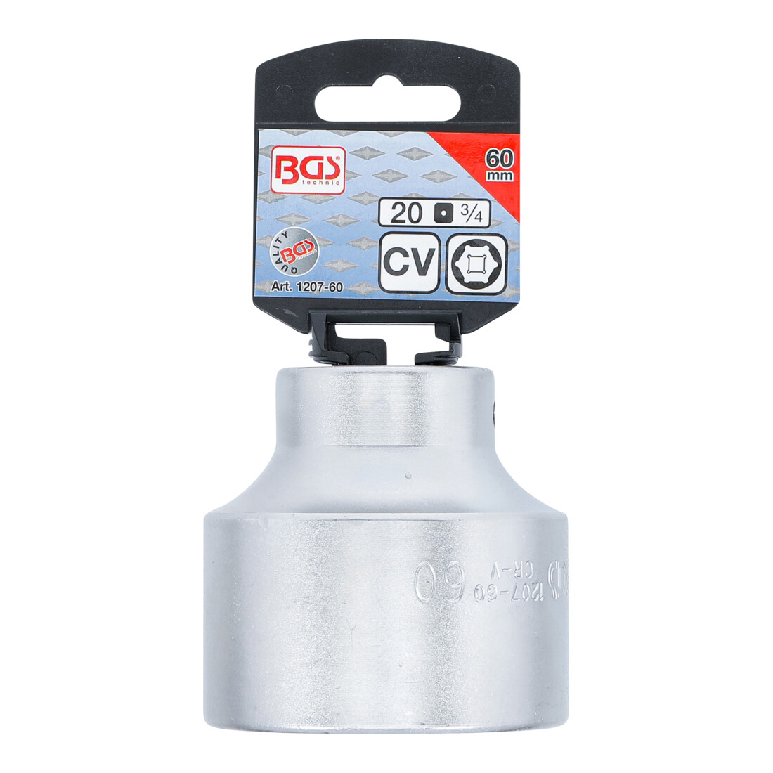 BGS Steckschlüssel-Einsatz Sechskant 1207-60, Antrieb Innenvierkant 20 mm (3/4"), SW 60 mm