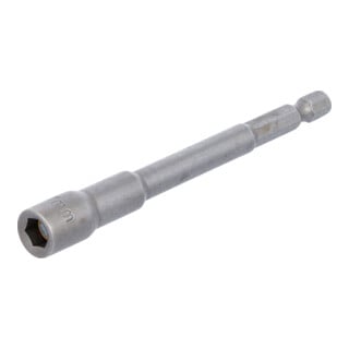 BGS Steckschlüssel-Einsatz Sechskant 2763, extra lang, für Bohrmaschinen, Antrieb Außensechskant 6,3 mm (1/4"), SW 7 mm