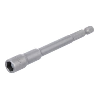 BGS Steckschlüssel-Einsatz Sechskant 2764, extra lang, für Bohrmaschinen, Antrieb Außensechskant 6,3 mm (1/4"), SW 8 mm