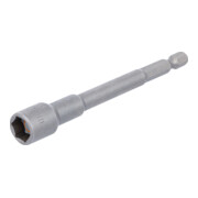 BGS Steckschlüssel-Einsatz Sechskant 2766, extra lang, für Bohrmaschinen, Antrieb Außensechskant 6,3 mm (1/4"), SW 10 mm