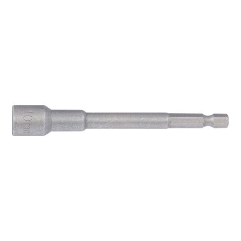 BGS Steckschlüssel-Einsatz Sechskant 2766, extra lang, für Bohrmaschinen, Antrieb Außensechskant 6,3 mm (1/4"), SW 10 mm