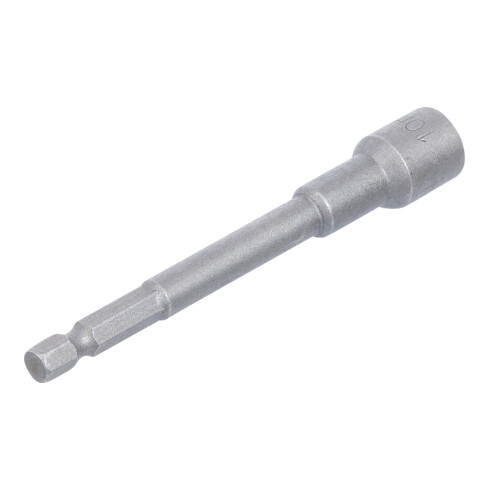 BGS Steckschlüssel-Einsatz Sechskant 2766, extra lang, für Bohrmaschinen, Antrieb Außensechskant 6,3 mm (1/4"), SW 10 mm