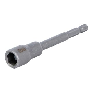 BGS Steckschlüssel-Einsatz Sechskant 2767, extra lang, für Bohrmaschinen, Antrieb Außensechskant 6,3 mm (1/4"), SW 11 mm