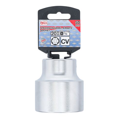 BGS Steckschlüssel-Einsatz Sechskant 3450, Antrieb Innenvierkant 20 mm (3/4"), SW 50 mm
