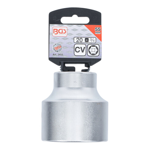 BGS Steckschlüssel-Einsatz Sechskant 3455, Antrieb Innenvierkant 20 mm (3/4"), SW 55 mm