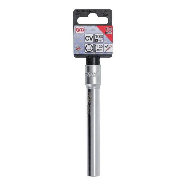 BGS Steckschlüssel-Einsatz Sechskant, extra tief 9863-10, Antrieb Innenvierkant 10 mm (3/8"), 10 mm