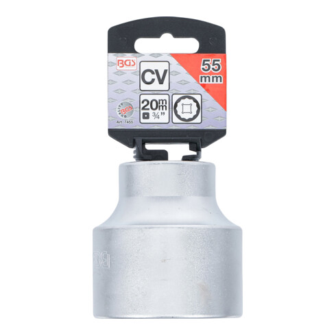 BGS Steckschlüssel-Einsatz Zwölfkant 7455, Antrieb Innenvierkant 20 mm (3/4"), SW 55 mm