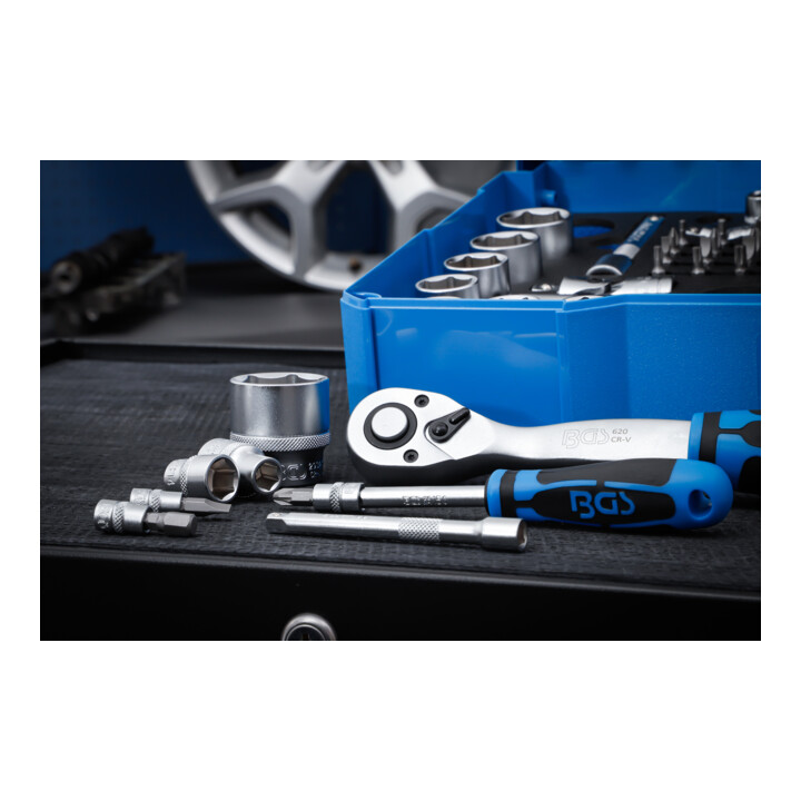 BGS Steckschlüssel-Satz 6,3 mm (1/4 Zoll) / 12,5 mm (1/2 Zoll) im Systemkoffer BGS systainer® 65 teilig