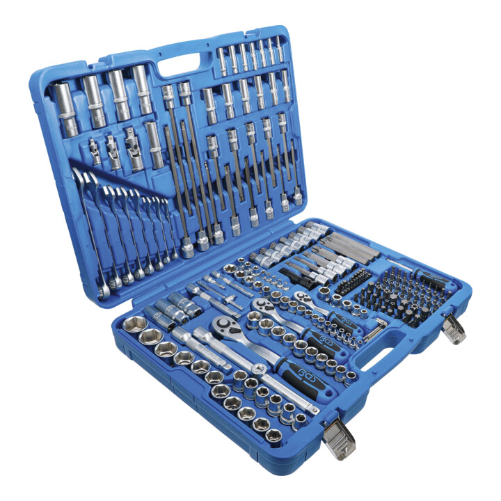 BGS Steckschlüssel-Satz Sechskant Antrieb 6,3 mm (1/4 Zoll) / 10 mm (3/8 Zoll) / 12,5 mm (1/2 Zoll) 214 teilig