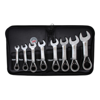 BGS steek-ringratelsleutelset omkeerbaar SW 8 - 19 mm 8 delig