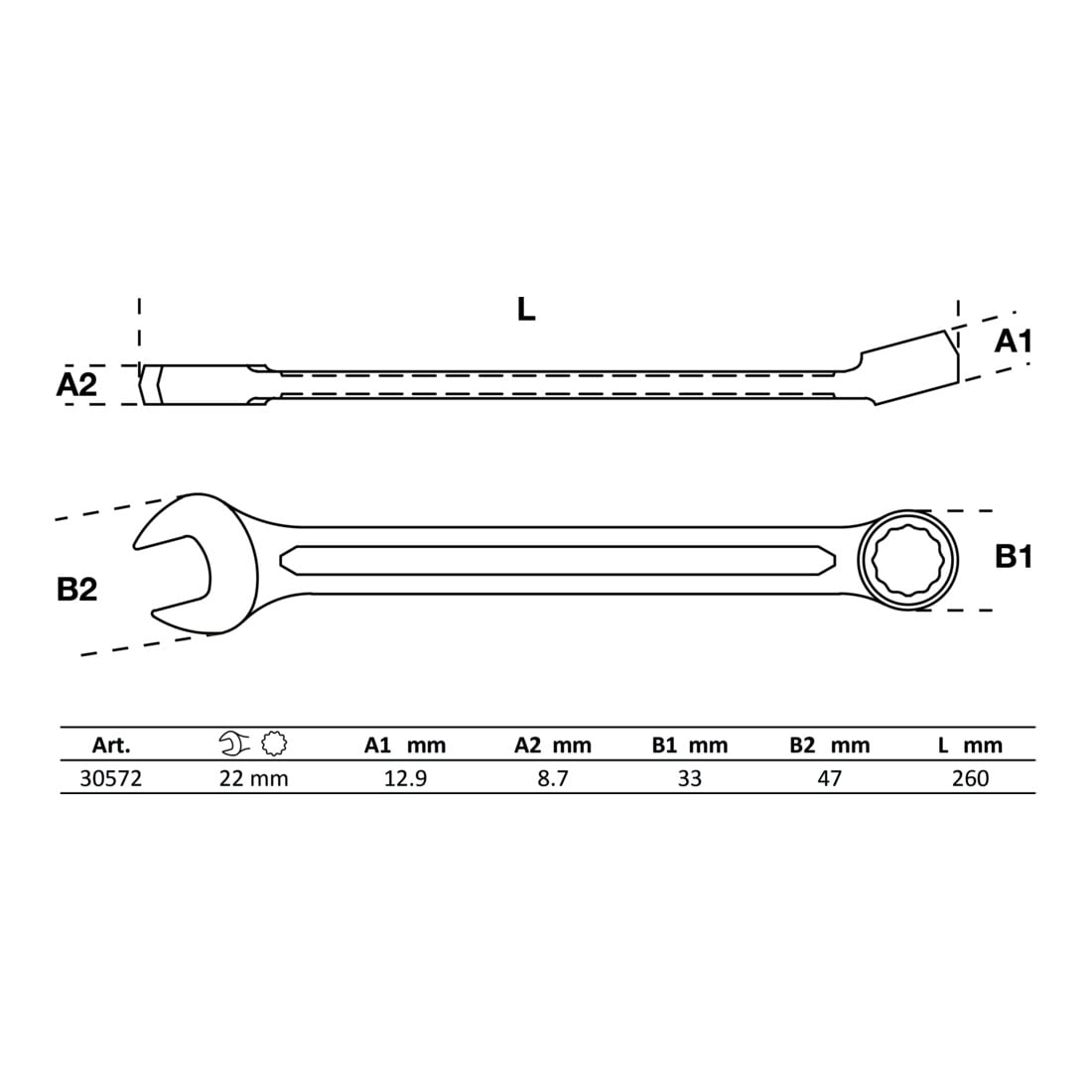 BGS Steekringsleutel | 22 mm