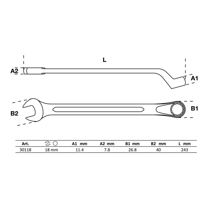 BGS Steekringsleutel, verdiept | 18 mm