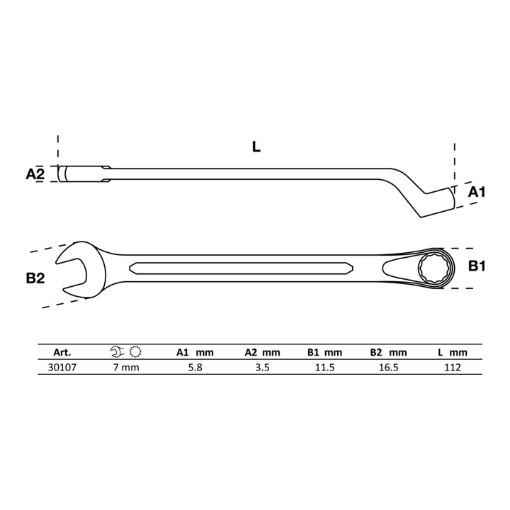 BGS Steekringsleutel, verdiept | 7 mm