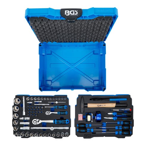 BGS Steeksleutel-, hamer-, tang- en schroevendraaierset, 6,3 mm (1/4") / 12,5 mm (1/2"), BGS systainer®, 77-dlg.