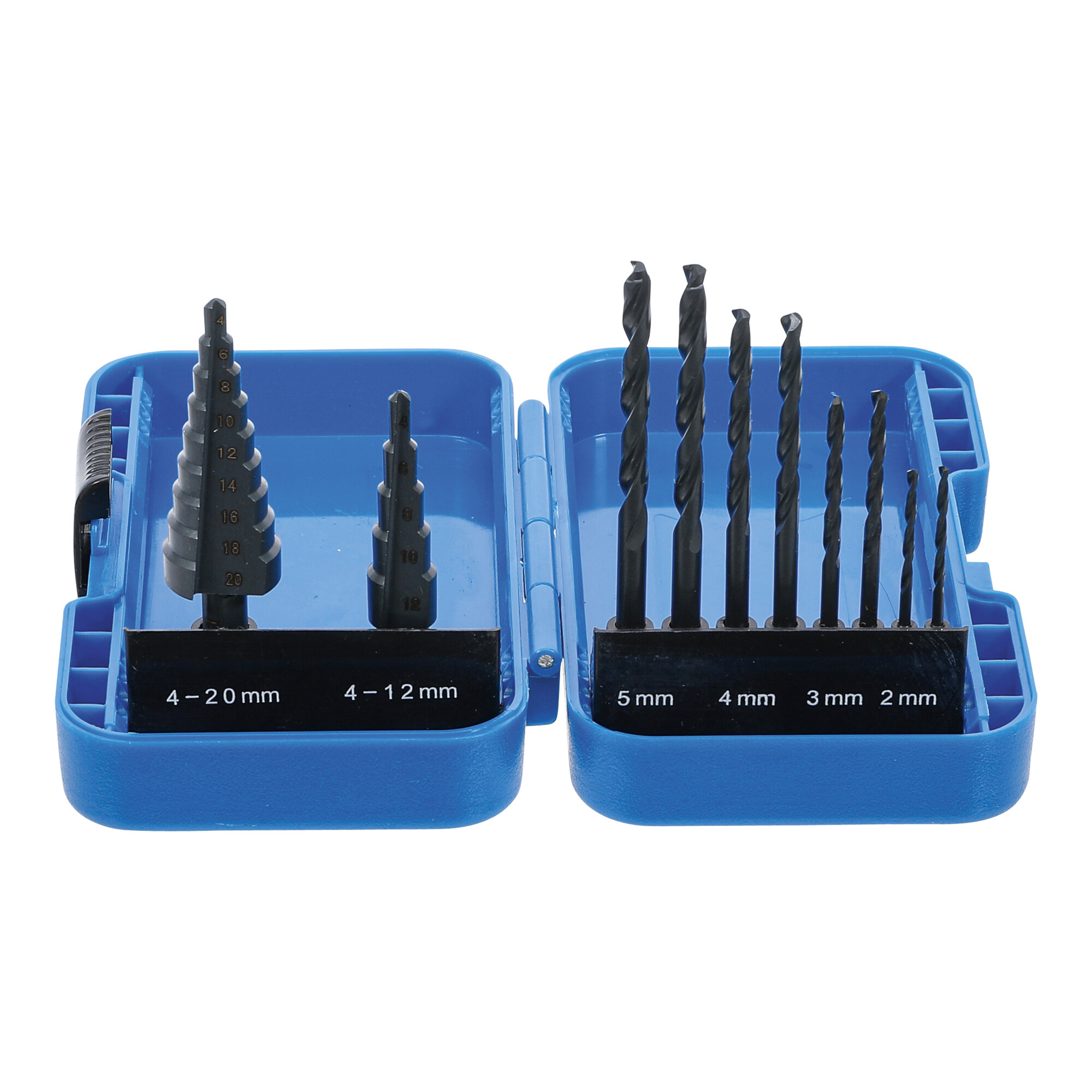 BGS Stufenbohrer- und Spiralbohrer-Satz HSS Ø 4 - 12 / 4 - 20 mm 2 - 5 mm, 10-tlg. ; BGS technic