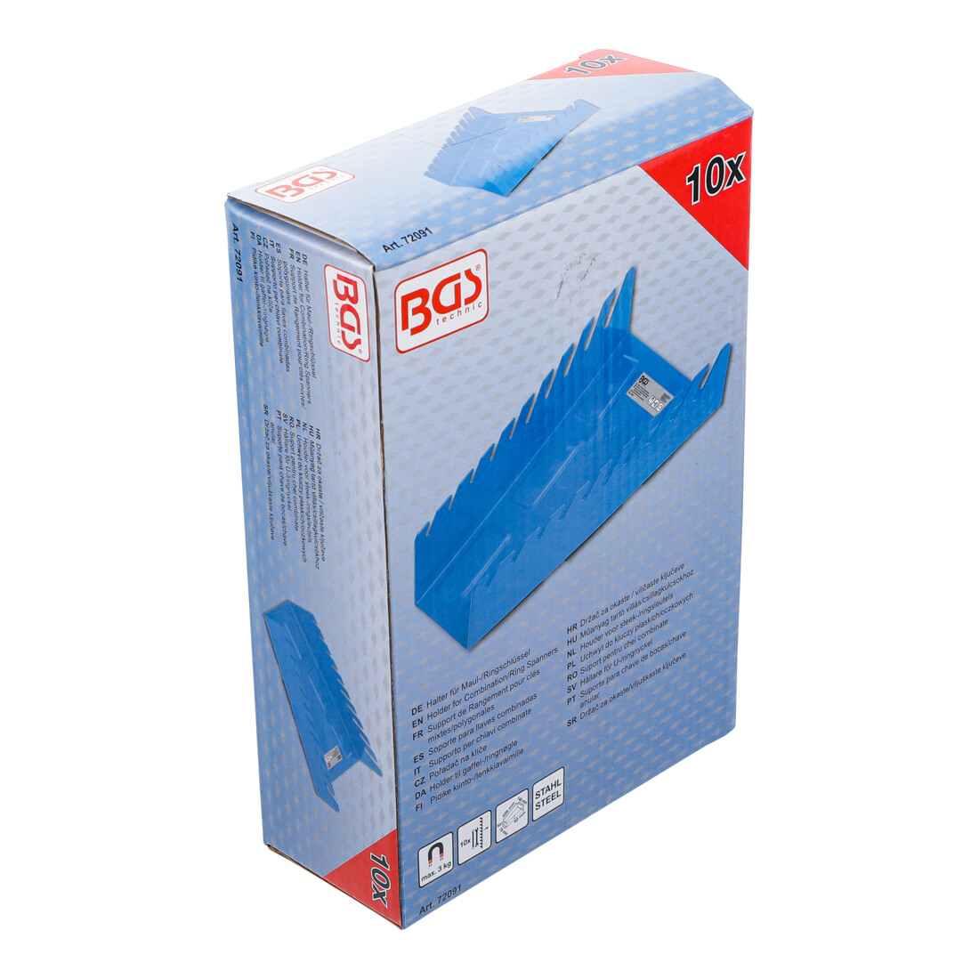 BGS Supporto magnetico per chiavi a forchetta / a occhiello, metallo, 10 appoggi