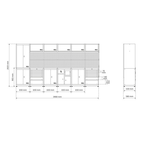 BGS Système d’armoires modulaires compact en bois, 6 modules