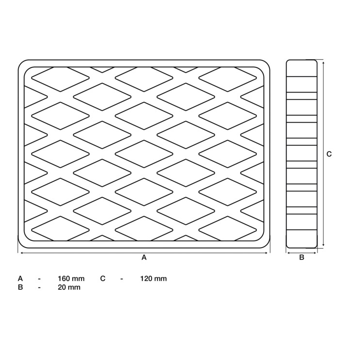 BGS Tampon en caoutchouc pour pont élévateur 160 x 120 x 20 mm