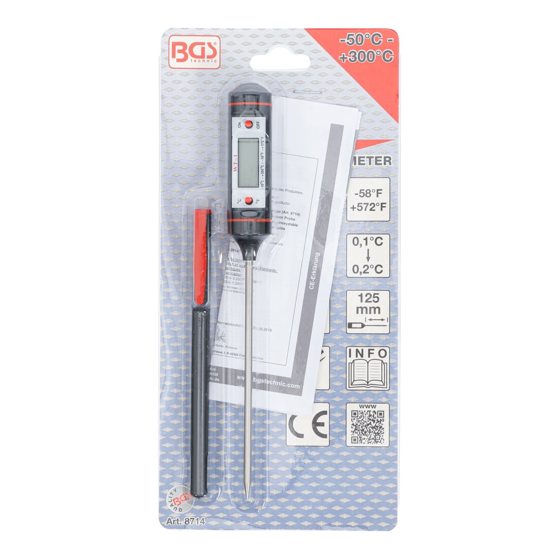 BGS Termometro digitale con sonda in acciaio inox