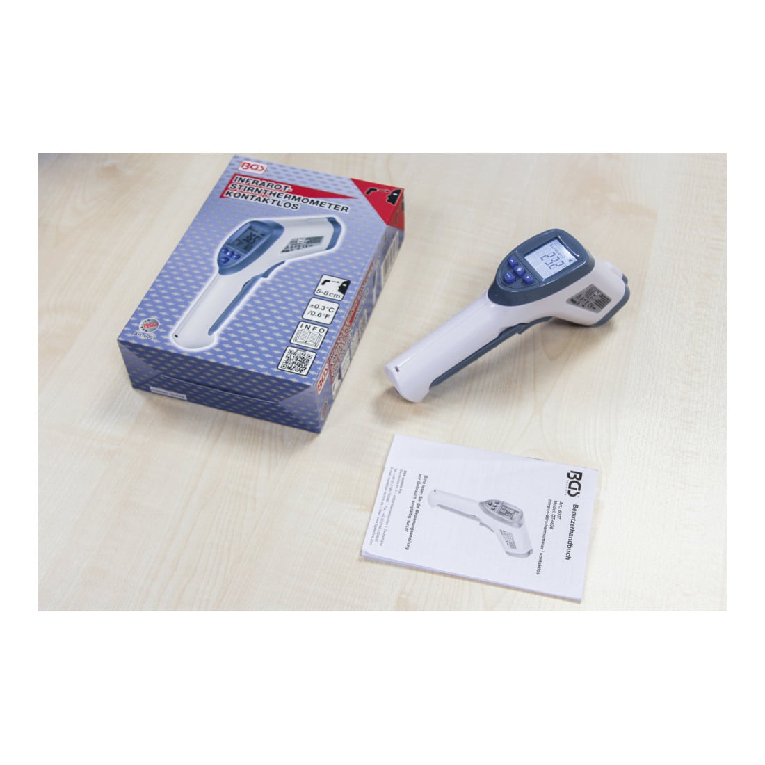 BGS Termometro frontale, senza contatto, a infrarossi, per misurare persone e oggetti, 0 - 100°