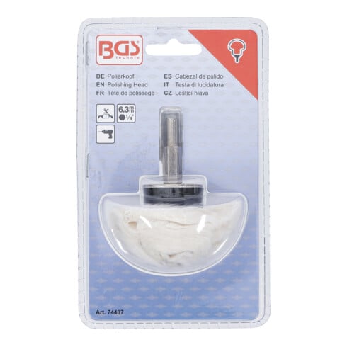 BGS Tête de polissage, forme champignon, entraînement hexagonal extérieur 6,3 mm (1/4")