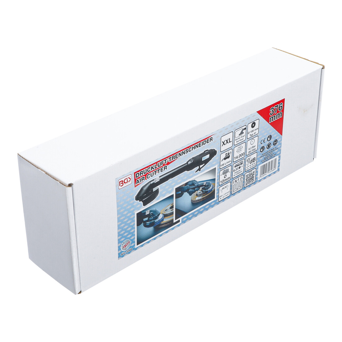BGS Troncatrice pneumatica, extra lunga, testa piatta, 376 mm