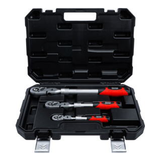 BGS Umschakelratelset, uittrekbaar, kantelbaar, aandrijving buitensquare 6,3 mm (1/4") - 10 mm (3/8") - 12,5 mm (1/2"), 3-dlg.