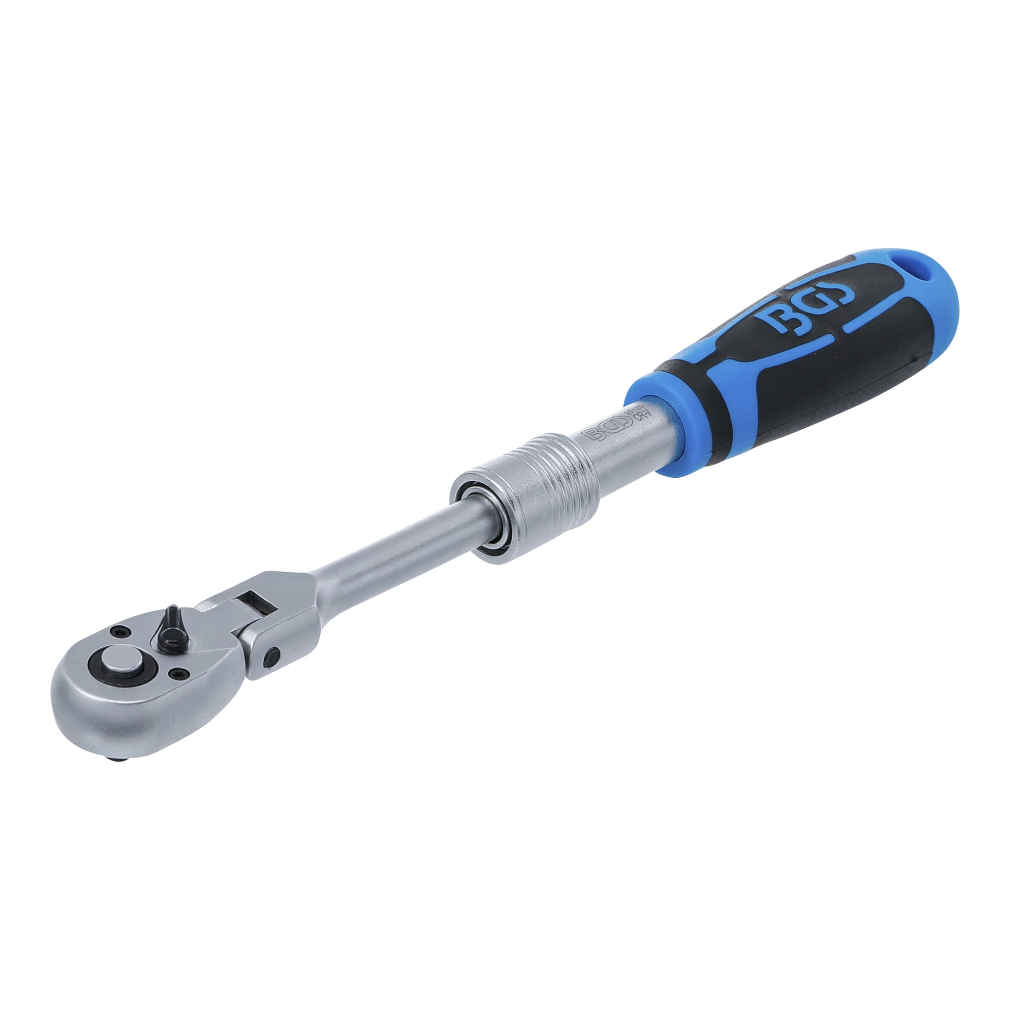 BGS Umschaltknarre, ausziehbar, abwinkelbar Abtrieb Außenvierkant 6,3 mm (1/2") 210 - 250 mm ; BGS technic