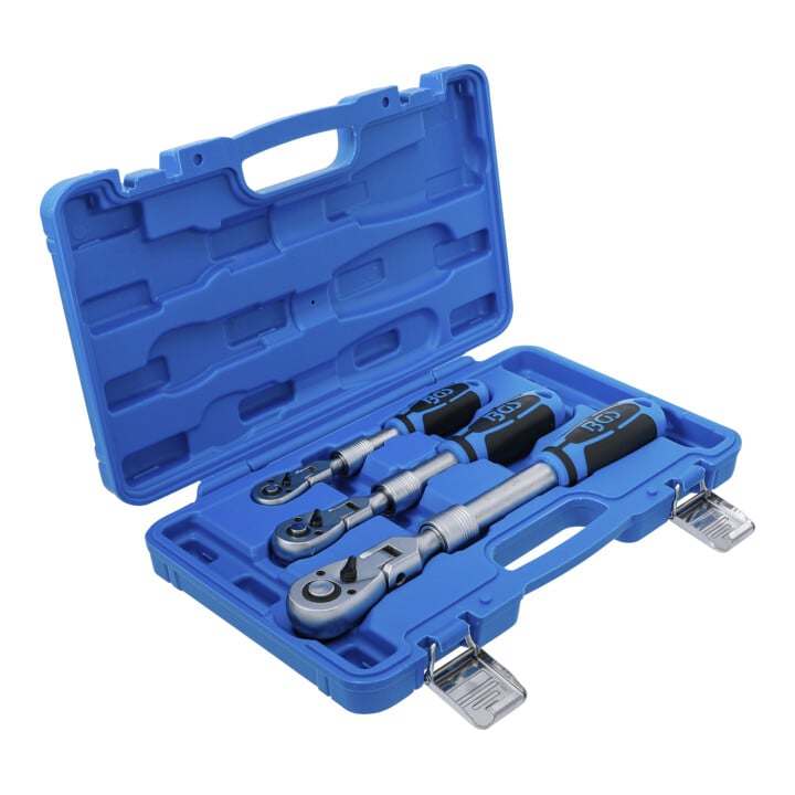 BGS Umschaltknarren-Satz ausziehbar, abwinkelbar 6,3 mm (1/4") - 10 mm (3/8") - 12,5 mm (1/2") 3-tlg.