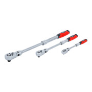 BGS Umschaltknarren-Satz, ausziehbar, abwinkelbar, Abtrieb Außenvierkant 6,3 mm (1/4") - 10 mm (3/8") - 12,5 mm (1/2"), 3-tlg.-2