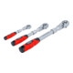 BGS Umschaltknarren-Satz, ausziehbar, abwinkelbar, Abtrieb Außenvierkant 6,3 mm (1/4") - 10 mm (3/8") - 12,5 mm (1/2"), 3-tlg.