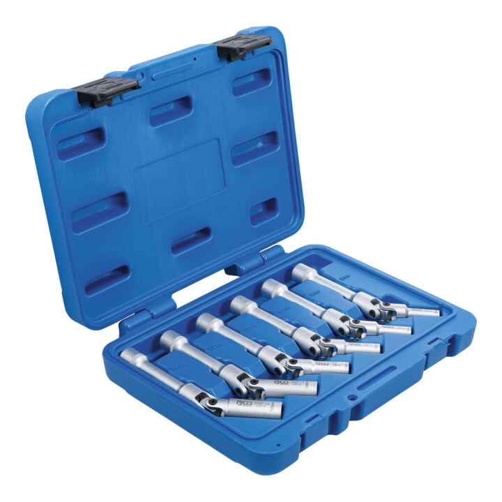 BGS Universal Glühkerzen-Gelenkschlüssel-Satz 2986 Sechskant Antrieb Innenvierkant 10 mm (3/8 Zoll) SW 8 - 16 mm 6 teilig