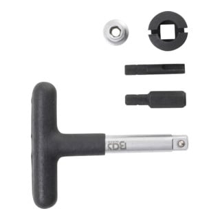 BGS Universal-Öldienst-Schlüssel-Satz für Kunststoff-Ölablassschrauben Antrieb Außensechskant 6,3 mm (1/4 Zoll) / Abtrieb Außenvierkant 10 mm (3/8 Zoll) 5 teilig