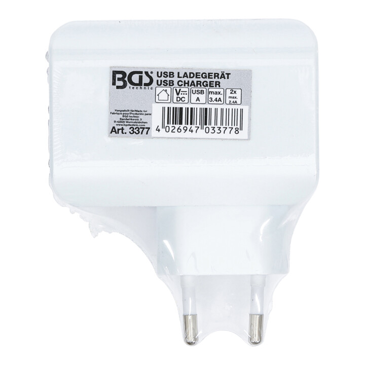 BGS Universal USB-Ladegerät 3377, 3 USB-Ports, max 3.4 A total max. 2.4 A / USB, 110 - 240 V