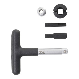 BGS Universele olie service steeksleutelset voor kunststof olieaftappluggen Aandrijving buitenzeskant 6,3 mm (1/4 inch) / uitgang buitenvierkant 10 mm (3/8 inch) 5 delig